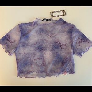 Shear Purple Printed Crop Top